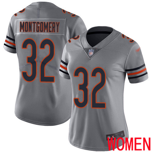 Chicago Bears Limited Silver Women David Montgomery Jersey NFL Football 32 Inverted Legend